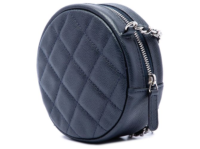 Chanel Blue CC Quilted Caviar Round Crossbody Blu navy - vista 2