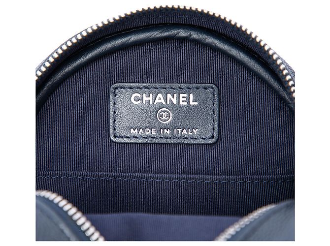 Chanel Blue CC Quilted Caviar Round Crossbody Blu navy - vista 5