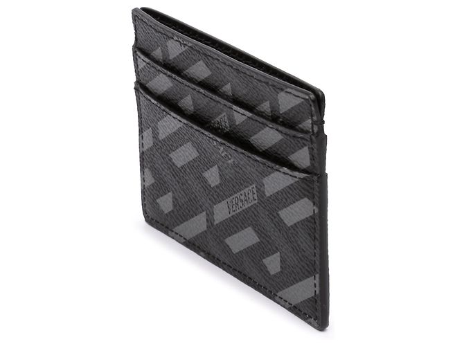 Versace Black La Greca Coated Canvas Card Holder - view 2