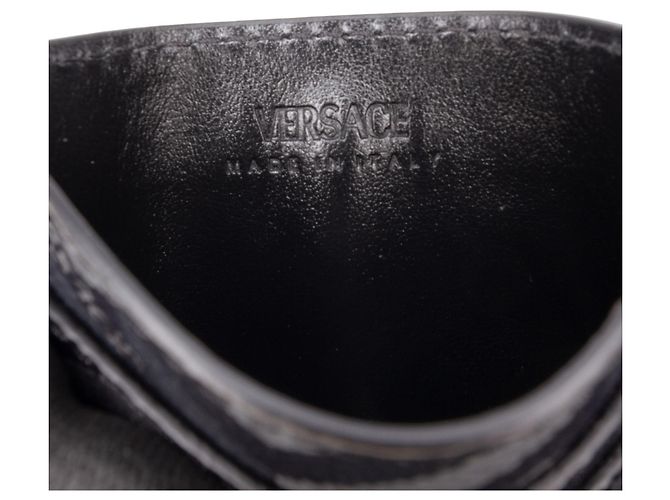 Versace Black La Greca Coated Canvas Card Holder - view 5