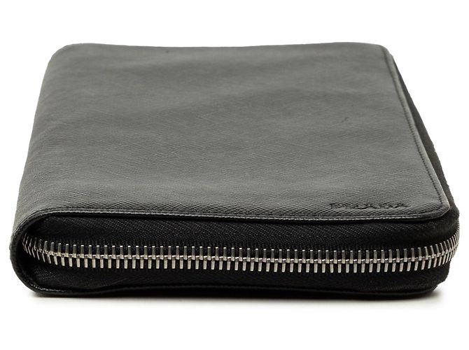 Prada Black Saffiano Zip Around Long Wallet - view 3