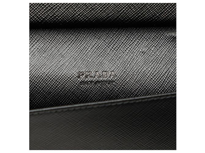 Prada Black Saffiano Zip Around Long Wallet - view 5