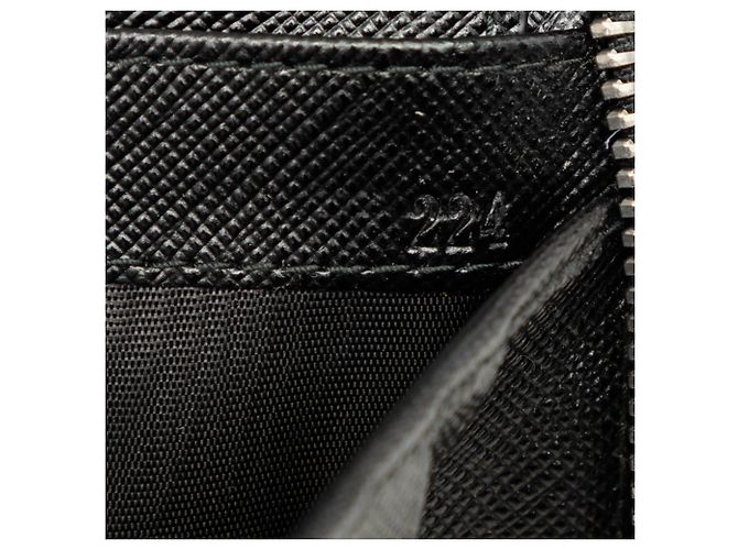 Prada Black Saffiano Zip Around Long Wallet - view 6