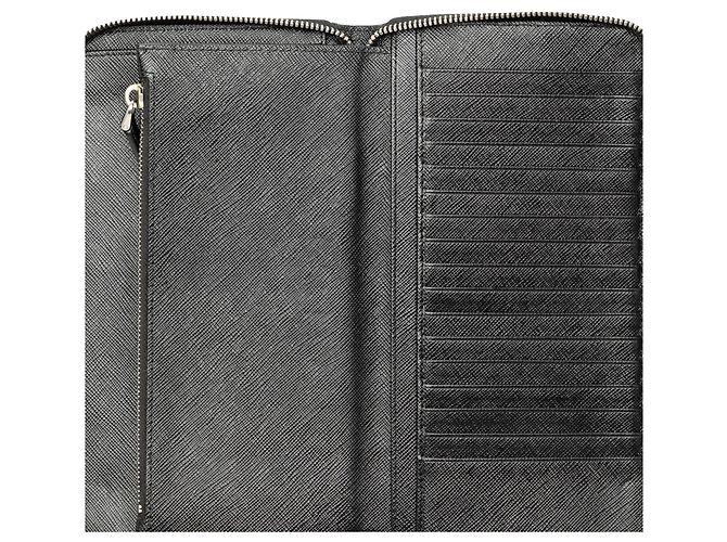 Prada Black Saffiano Zip Around Long Wallet - view 8