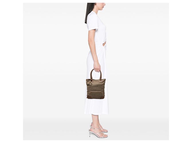 Fendi Beige Zucchino Canvas Chef Front Pocket Shopping Tote - Ansicht 7