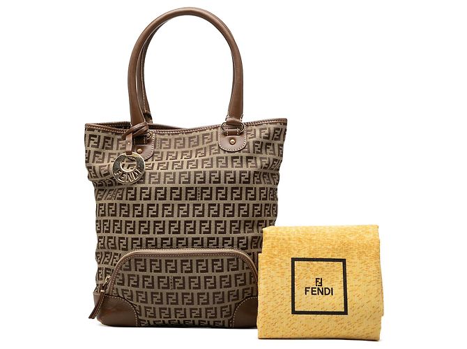 Fendi Beige Zucchino Canvas Chef Front Pocket Shopping Tote - Ansicht 8