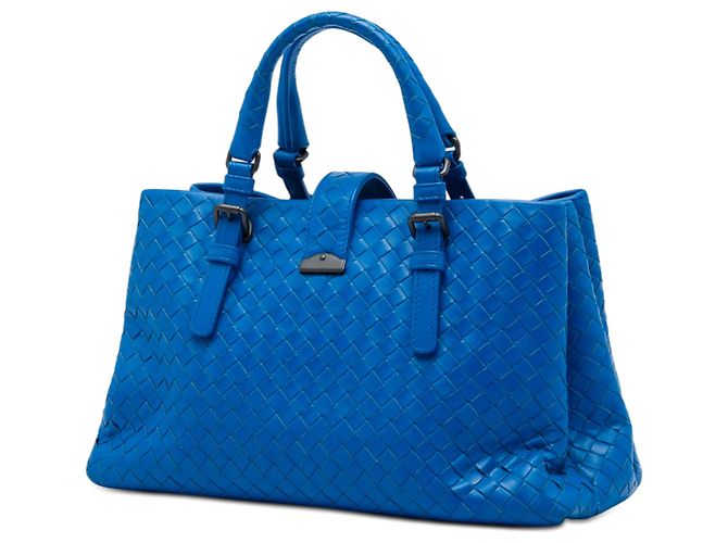 Borsa Bottega Veneta Blue Small Nappa Intrecciato Roma - vista 2