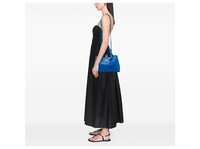 Borsa Bottega Veneta Blue Small Nappa Intrecciato Roma - vista 5