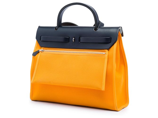 Hermès Yellow Toile Verso Herbag Zip 31 Giallo Senape - vista 2