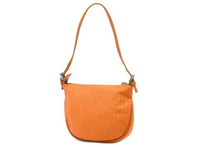 Fendi Orange Zucchino Canvas Hobo Arancione - vista 2