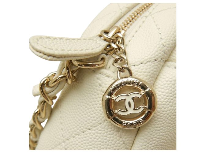 Borsa Chanel White CC Quilted Caviar Day Camera Bag Bianco Crudo - vista 13