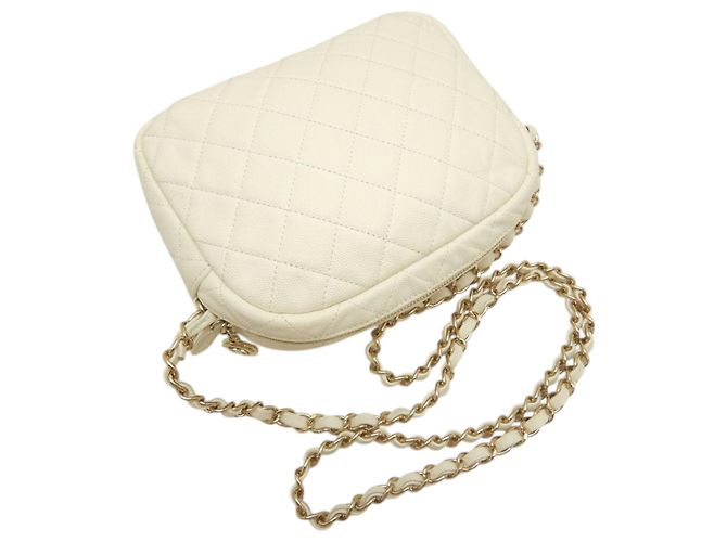 Borsa Chanel White CC Quilted Caviar Day Camera Bag Bianco Crudo - vista 17