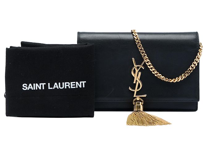Borsa a tracolla Kate con nappa in pelle di vitello liscia nera di Saint Laurent, piccola Nero - vista 7