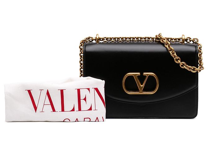 Valentino Borsa a tracolla VLogo Vain in pelle di vitello lucida nera Small Nero - vista 7
