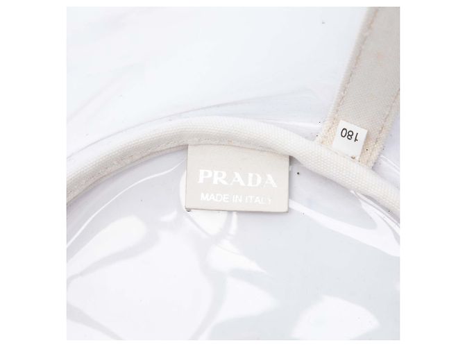 Tote Borsa shopper Prada in PVC bianco Canapa con logo - vista 5