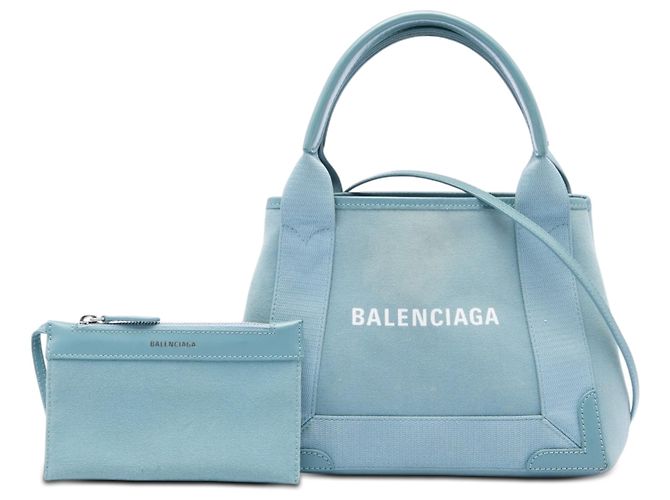 Balenciaga Blue Canvas Navy Cabas XS Blu chiaro - vista 6