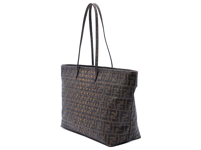 Fendi Brown Medium Zucca Coated Canvas Laser Cut Star Roll Tote - view 2