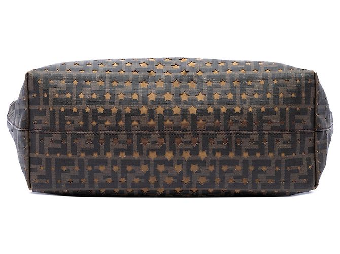 Fendi Brown Medium Zucca Coated Canvas Laser Cut Star Roll Tote - view 3