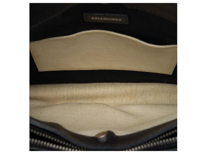 Pochette a tracolla Balenciaga in tela marrone e blu navy Beige - vista 4