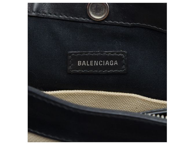 Pochette a tracolla Balenciaga in tela marrone e blu navy Beige - vista 5
