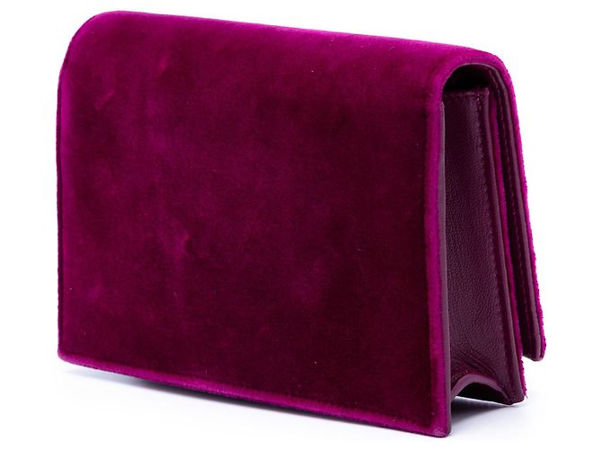 Saint Laurent Borsa a tracolla Kate in velluto viola piccolo con monogramma e nappa Porpora - vista 2