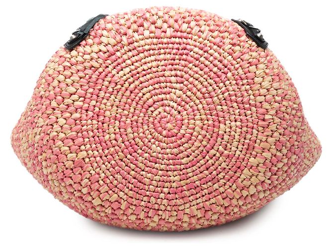 Borsa Balenciaga Pink Raffia Motocross Classic Panier Basket Rosa - vista 3