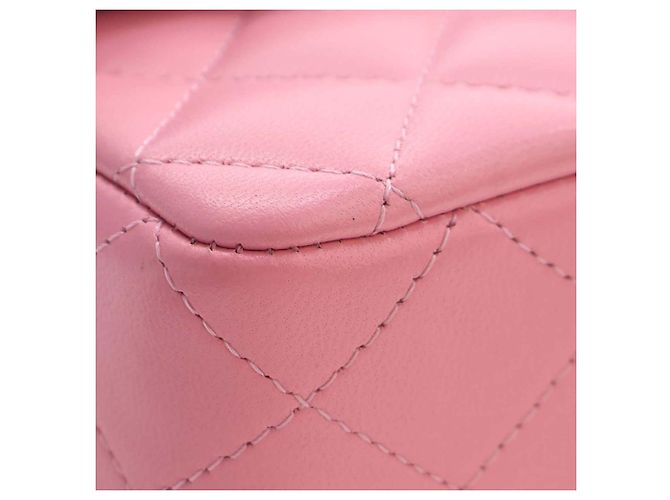 Chanel Pink Mini Rectangular Classic Lambskin Top Handle Flap - Ansicht 13