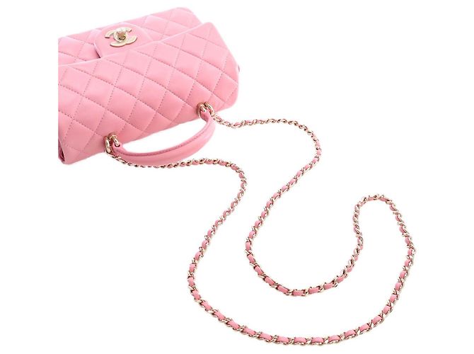 Chanel Pink Mini Rectangular Classic Lambskin Top Handle Flap - Ansicht 14