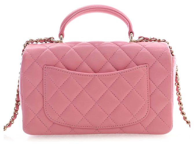 Chanel Pink Mini Rectangular Classic Lambskin Top Handle Flap - Ansicht 4