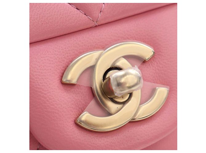 Chanel Pink Mini Rectangular Classic Lambskin Top Handle Flap - Ansicht 9