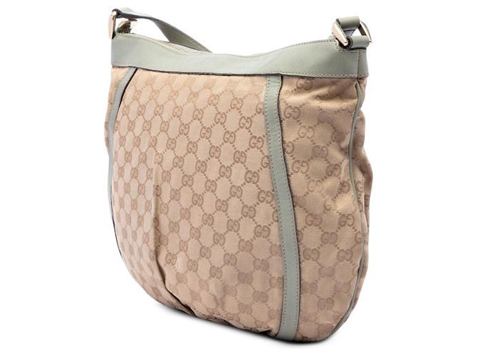 Borsa a tracolla Gucci Abbey in tela GG beige con anello a D - vista 2