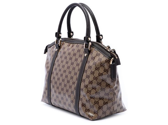 Borsa Satchel Gucci Beige Medium GG Crystal Charm - vista 2