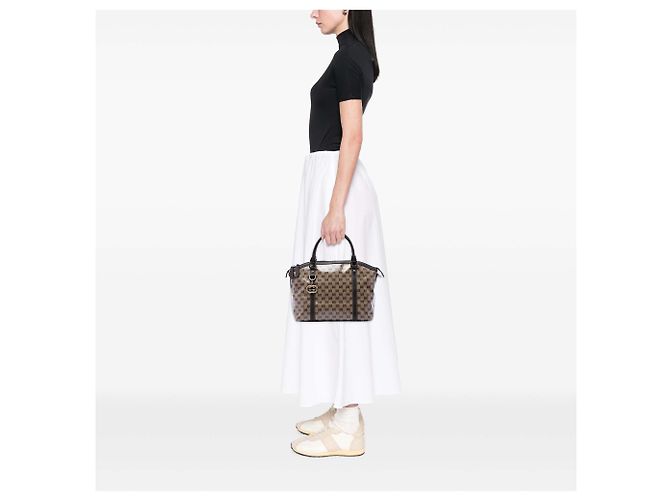Borsa Satchel Gucci Beige Medium GG Crystal Charm - vista 6