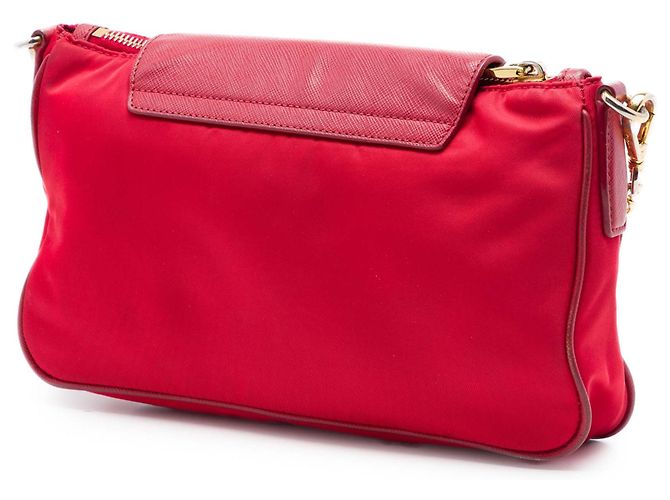 Bolso bandolera Prada Red Saffiano Trimmed Tessuto Chain Roja - vista 2
