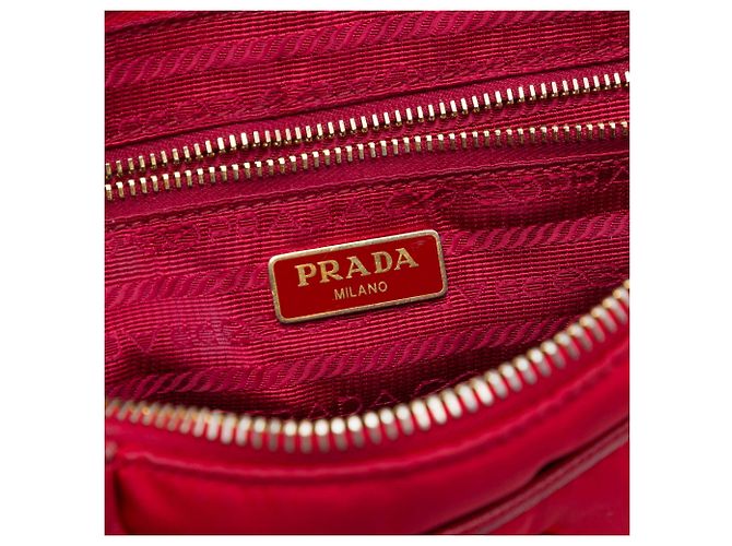 Bolso bandolera Prada Red Saffiano Trimmed Tessuto Chain Roja - vista 5
