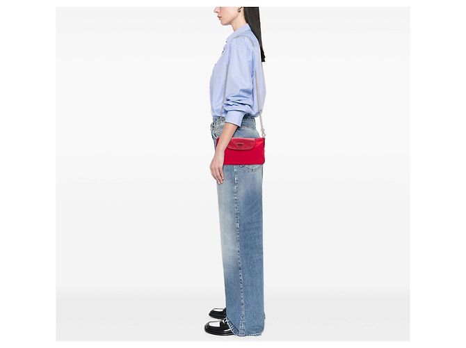 Bolso bandolera Prada Red Saffiano Trimmed Tessuto Chain Roja - vista 7