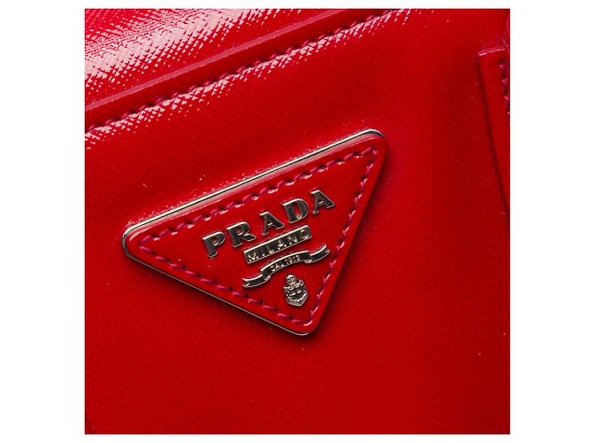 Prada Red Small Saffiano Vernice Turnlock Twin Satchel Rosso - vista 5