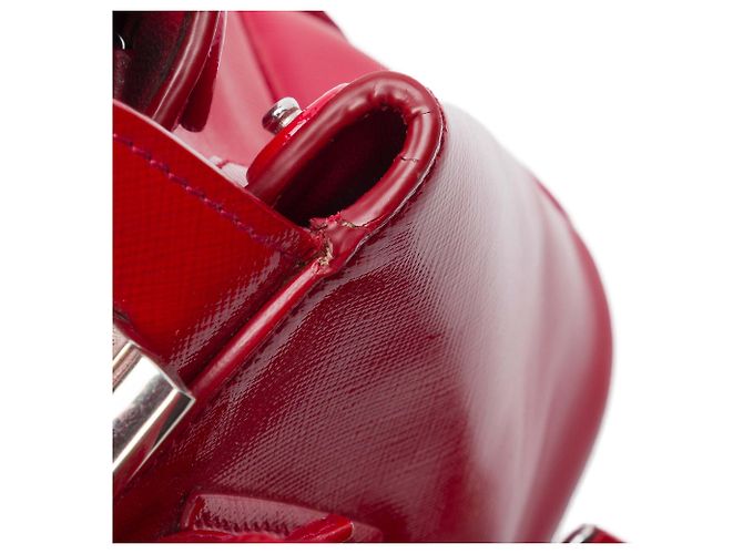 Prada Red Small Saffiano Vernice Turnlock Twin Satchel Rosso - vista 6