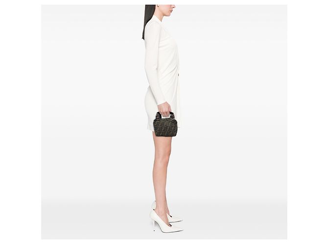 Borsa a mano Mini Zucca in tela marrone Fendi - vista 5