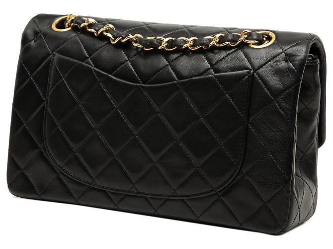 Chanel Black Small Classic Lambskin Double Flap Schwarz - Ansicht 2