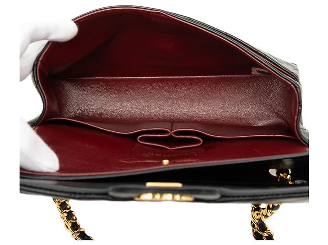 Chanel Black Small Classic Lambskin Double Flap Schwarz - Ansicht 4