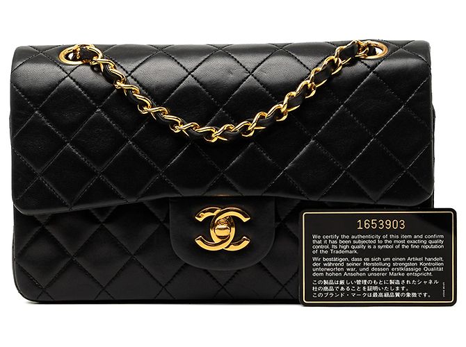 Chanel Black Small Classic Lambskin Double Flap Schwarz - Ansicht 7