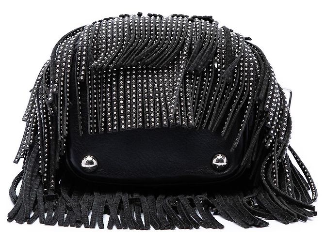Borsa a secchiello Emmanuelle con borchie in pelle di vitello nera Small di Saint Laurent Nero - vista 3