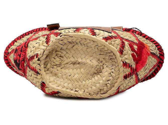 Borsa Tote in Raffia LOEWE Beige Small con Ricamo Animali e Anagramma - vista 3