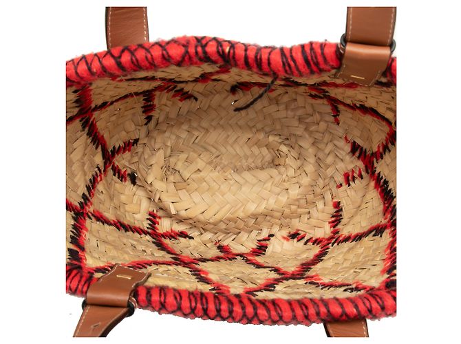 Borsa Tote in Raffia LOEWE Beige Small con Ricamo Animali e Anagramma - vista 4