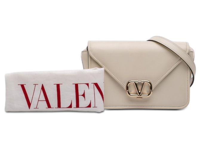 Borsa a tracolla Valentino in pelle marrone VLogo Beige - vista 7