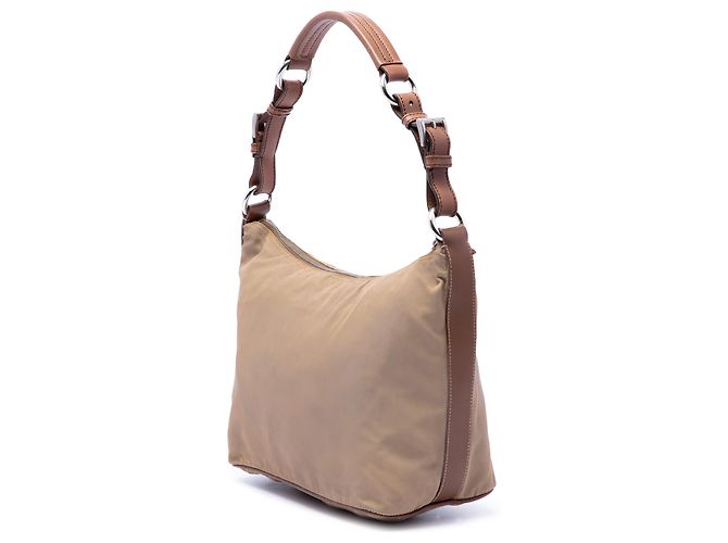 Borsa a tracolla Prada Brown Saffiano Trimmed Tessuto Marrone Marrone chiaro - vista 2