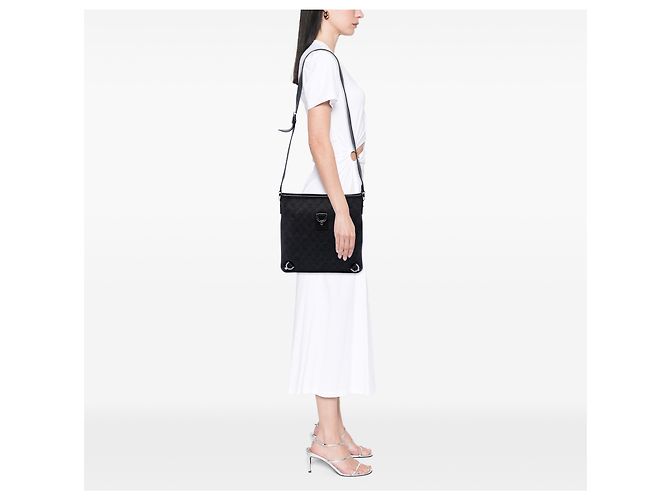 Borsa a tracolla Gucci Black GG Denim Abbey D Ring Nero - vista 6
