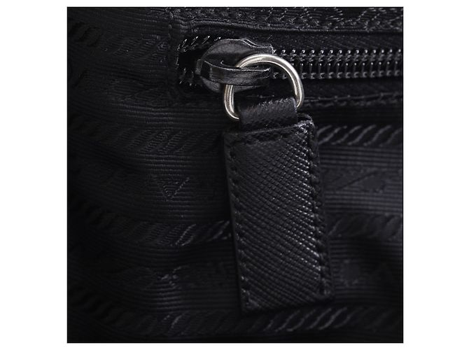 Prada Black Saffiano Trimmed Tessuto Reisetasche Schwarz - Ansicht 10