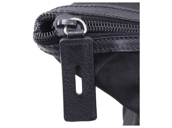 Prada Black Saffiano Trimmed Tessuto Reisetasche Schwarz - Ansicht 11